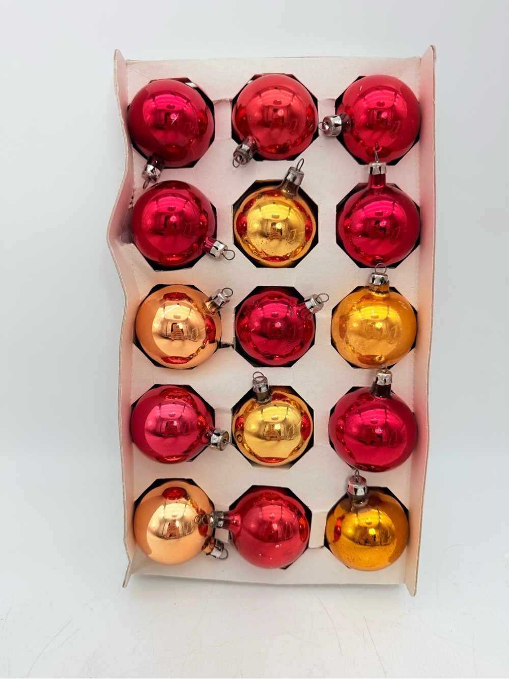 Classic Holiday Glass Ornament Set - Red and Gold - vintage Christmas decor